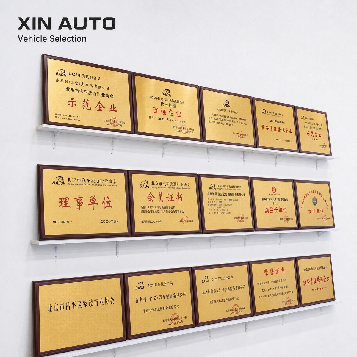 Angled view of BADA membership and awards